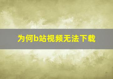 为何b站视频无法下载