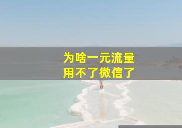 为啥一元流量用不了微信了