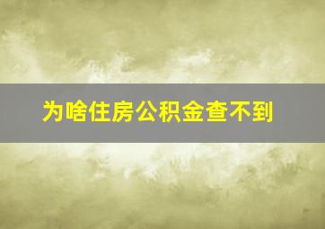 为啥住房公积金查不到