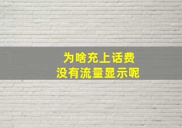 为啥充上话费没有流量显示呢