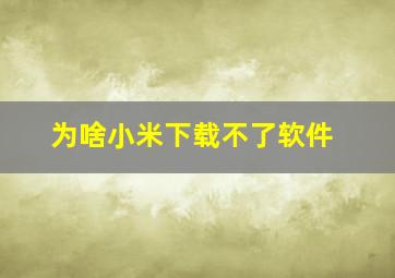 为啥小米下载不了软件