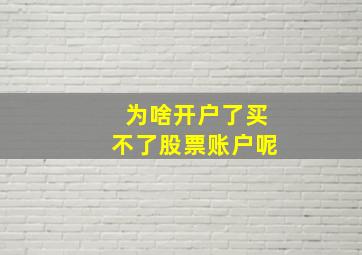 为啥开户了买不了股票账户呢