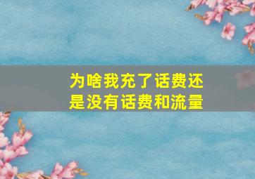 为啥我充了话费还是没有话费和流量