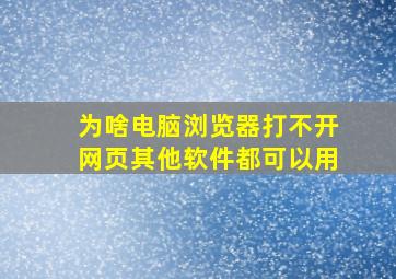 为啥电脑浏览器打不开网页其他软件都可以用