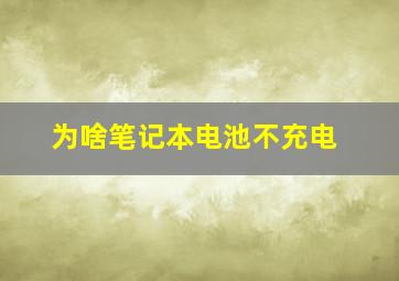 为啥笔记本电池不充电