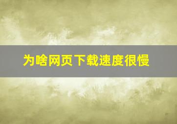 为啥网页下载速度很慢