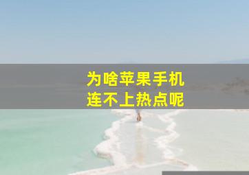 为啥苹果手机连不上热点呢