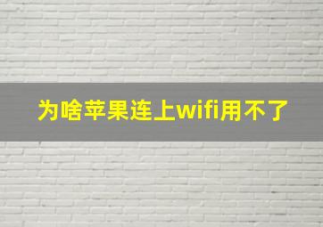 为啥苹果连上wifi用不了