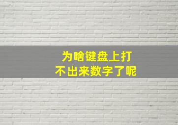 为啥键盘上打不出来数字了呢