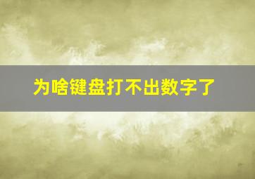 为啥键盘打不出数字了