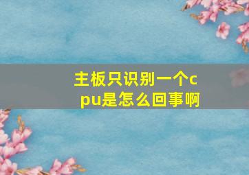 主板只识别一个cpu是怎么回事啊