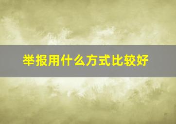 举报用什么方式比较好