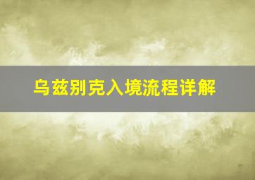 乌兹别克入境流程详解