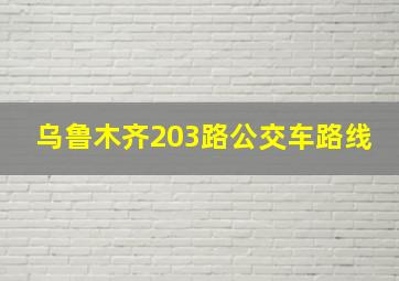 乌鲁木齐203路公交车路线