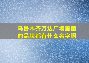 乌鲁木齐万达广场里面的品牌都有什么名字啊