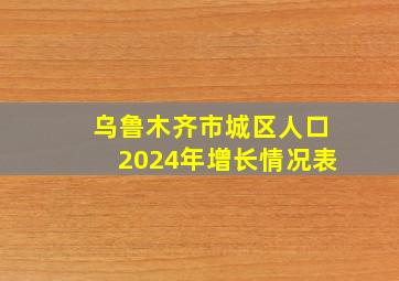 乌鲁木齐市城区人口2024年增长情况表