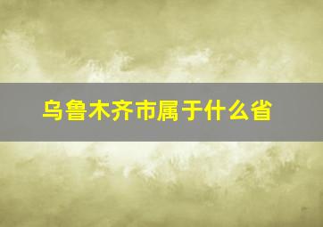 乌鲁木齐市属于什么省