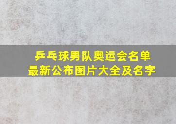 乒乓球男队奥运会名单最新公布图片大全及名字