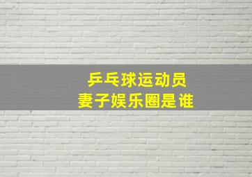 乒乓球运动员妻子娱乐圈是谁