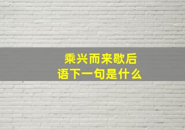 乘兴而来歇后语下一句是什么