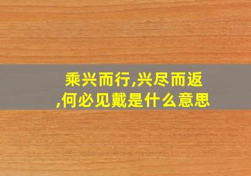 乘兴而行,兴尽而返,何必见戴是什么意思