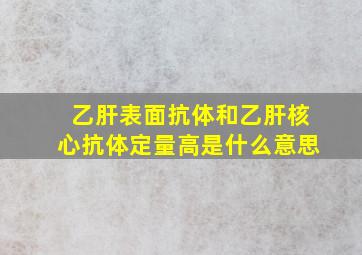 乙肝表面抗体和乙肝核心抗体定量高是什么意思