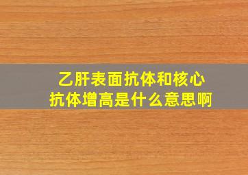 乙肝表面抗体和核心抗体增高是什么意思啊