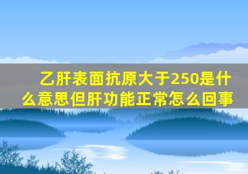 乙肝表面抗原大于250是什么意思但肝功能正常怎么回事