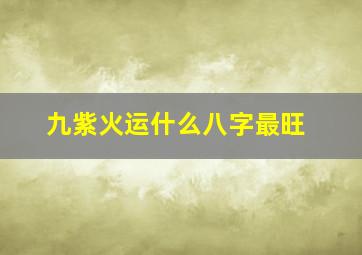 九紫火运什么八字最旺