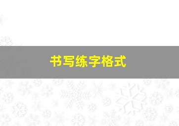 书写练字格式