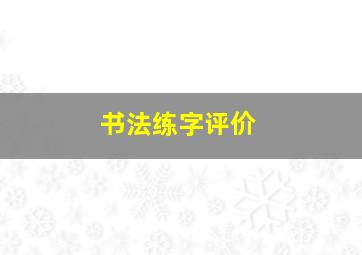 书法练字评价