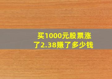 买1000元股票涨了2.38赚了多少钱