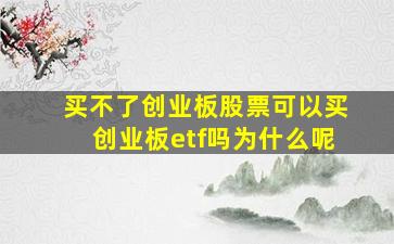 买不了创业板股票可以买创业板etf吗为什么呢