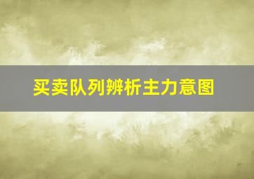 买卖队列辨析主力意图