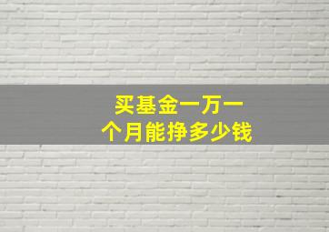 买基金一万一个月能挣多少钱