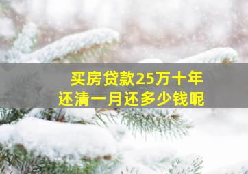 买房贷款25万十年还清一月还多少钱呢