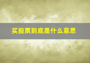 买股票到底是什么意思