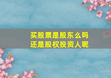 买股票是股东么吗还是股权投资人呢