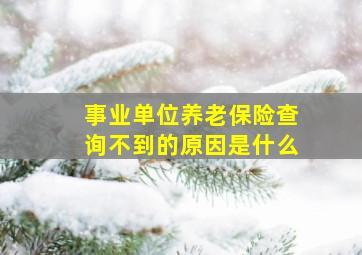 事业单位养老保险查询不到的原因是什么