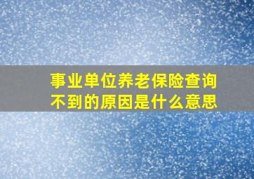 事业单位养老保险查询不到的原因是什么意思