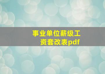 事业单位薪级工资套改表pdf