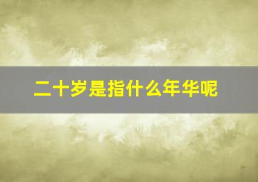 二十岁是指什么年华呢