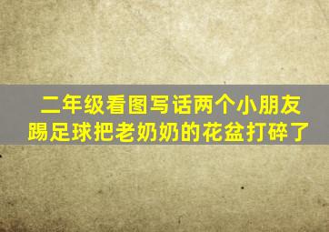 二年级看图写话两个小朋友踢足球把老奶奶的花盆打碎了