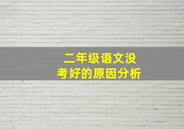 二年级语文没考好的原因分析