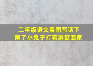 二年级语文看图写话下雨了小兔子打着蘑菇回家