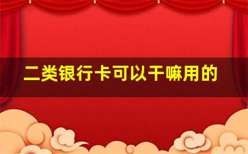 二类银行卡可以干嘛用的