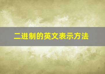 二进制的英文表示方法