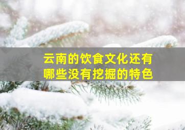 云南的饮食文化还有哪些没有挖掘的特色