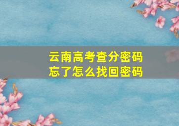 云南高考查分密码忘了怎么找回密码