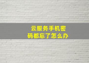 云服务手机密码都忘了怎么办